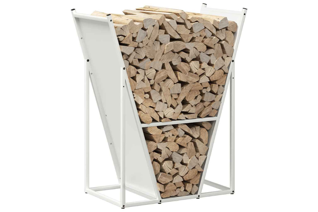 Heavy-Duty Firewood Rack 69.5 x 35 x 81 cm in White Made of Cold-Rolled Steel
