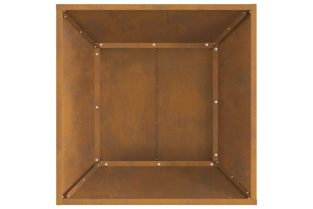 Spacious Fire Pit Square 60 x 60 x 35 cm in Rusty Brown Weathering Steel