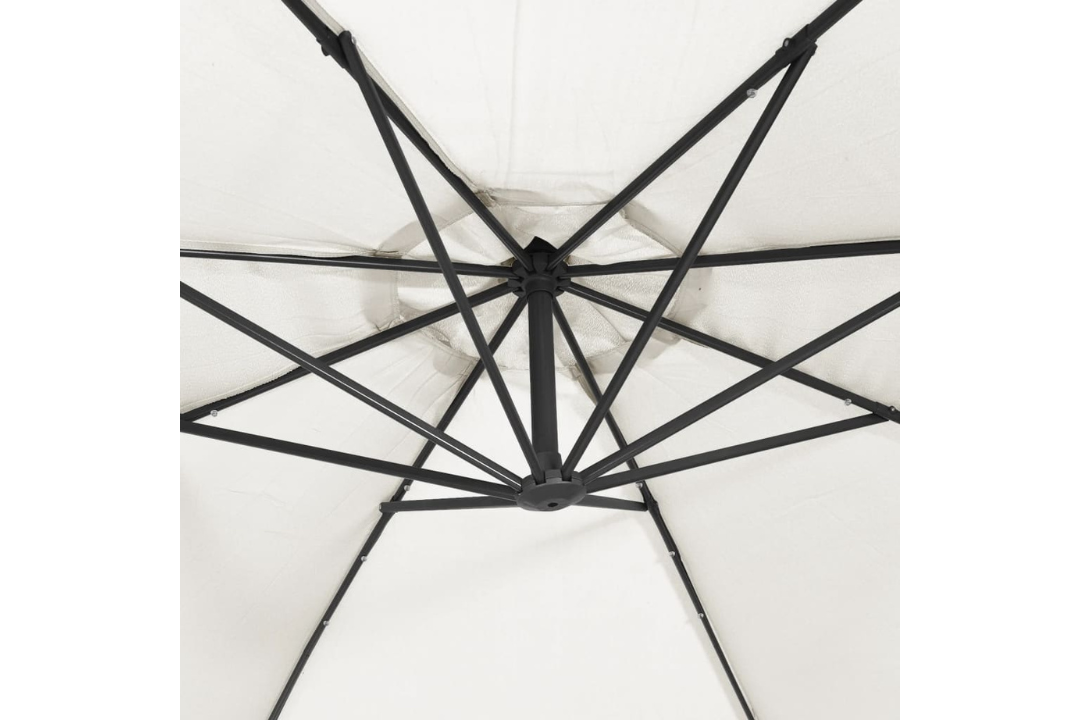 Cantilever Garden Parasol with LED Lights and Metal Pole 350 cm in Sand with 8 Ribs
