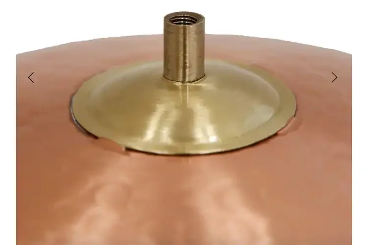 14" Hammered Solid Copper Birdbath Bowl With Threaded Base
