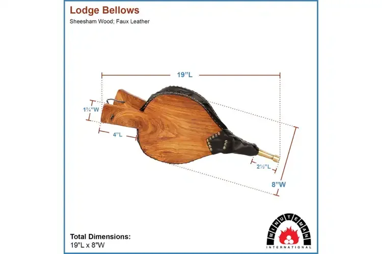 Lodge Fireplace Bellows – Sheesham Wood with Brass Nozzle and Faux Leather Specifications