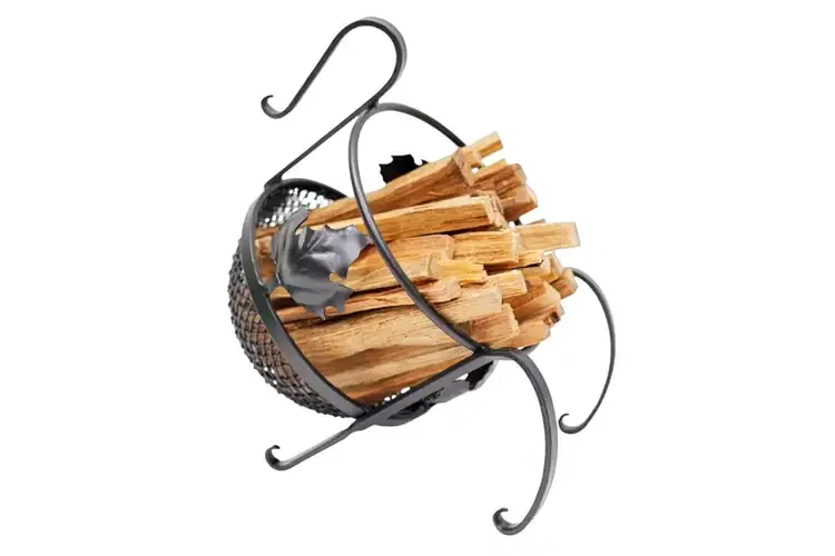 European Fatwood Caddy Made of Wrought Iron