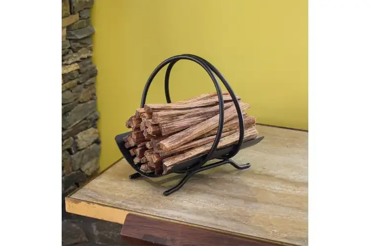 Heavy Duty Colonial Fatwood Caddy – Wrought Iron Basket with 4 lbs. of Fatwood