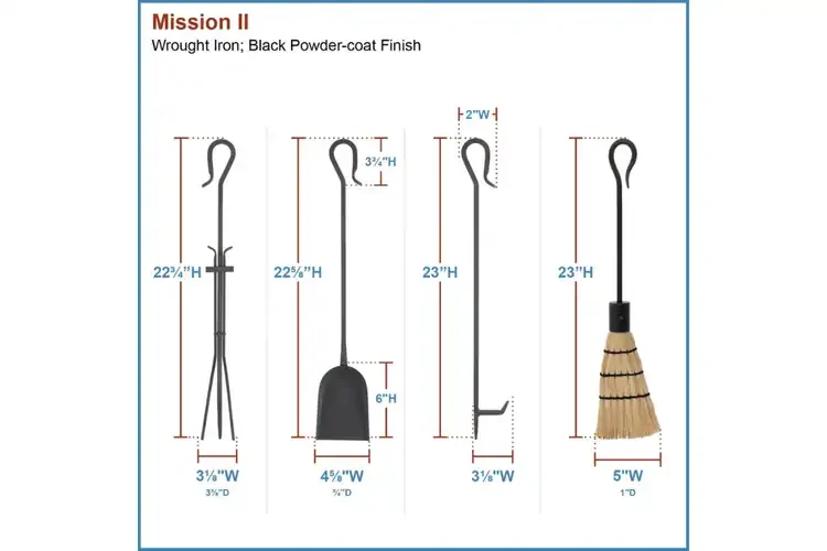 32 Inch Mission Style Fireplace Wood Holder with Tools – Wrought Iron Firewood Rack Detailed Information
