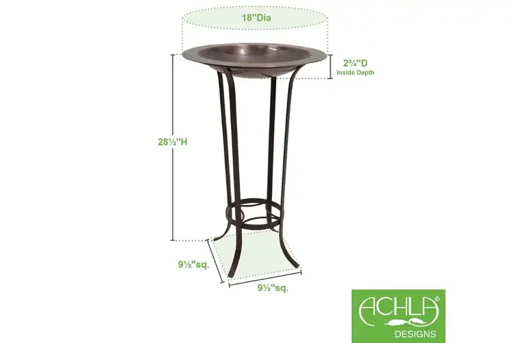 18" Classic Copper Birdbath & Tulip Stand Specifications