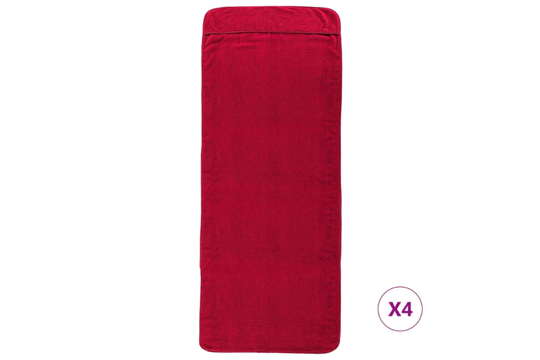 Soft Beach Towels 4 pcs – 60 x 135 cm in Burgundy Red with 400 GSM Cotton Blend