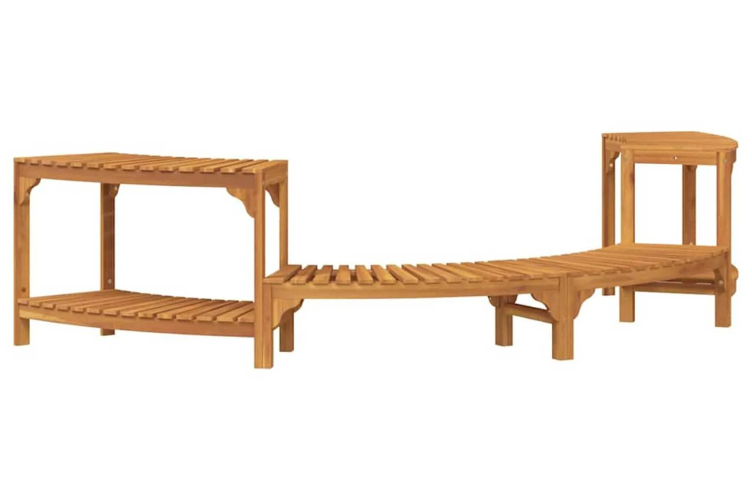 Hot Tub Surround Half-Round Solid Wood Acacia in 252 x 111.5 x 55.5 cm