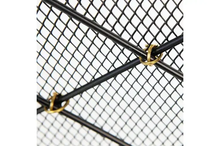 Harlequin Flat Fireplace Screen in 44” x 33” Wrought Iron with Brass Accent