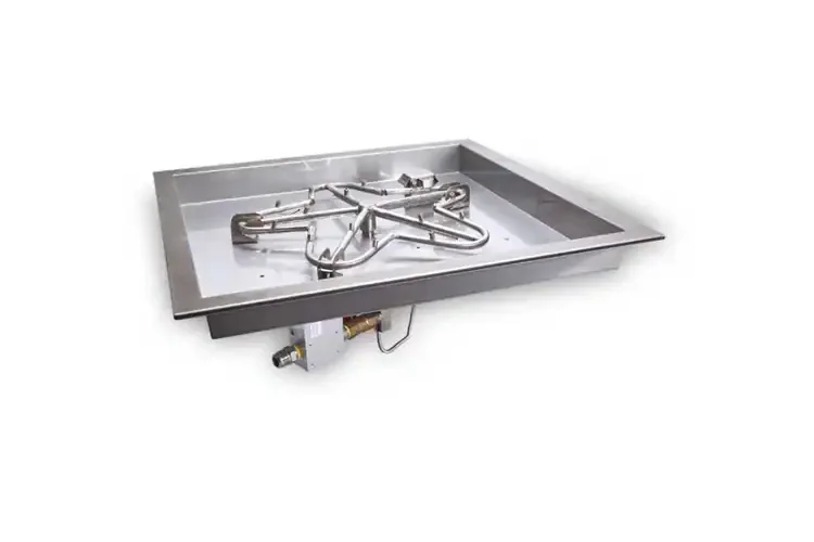 HPC Square Bowl Fire Pit Insert Electronic Ignition On Off Torpedo Burner