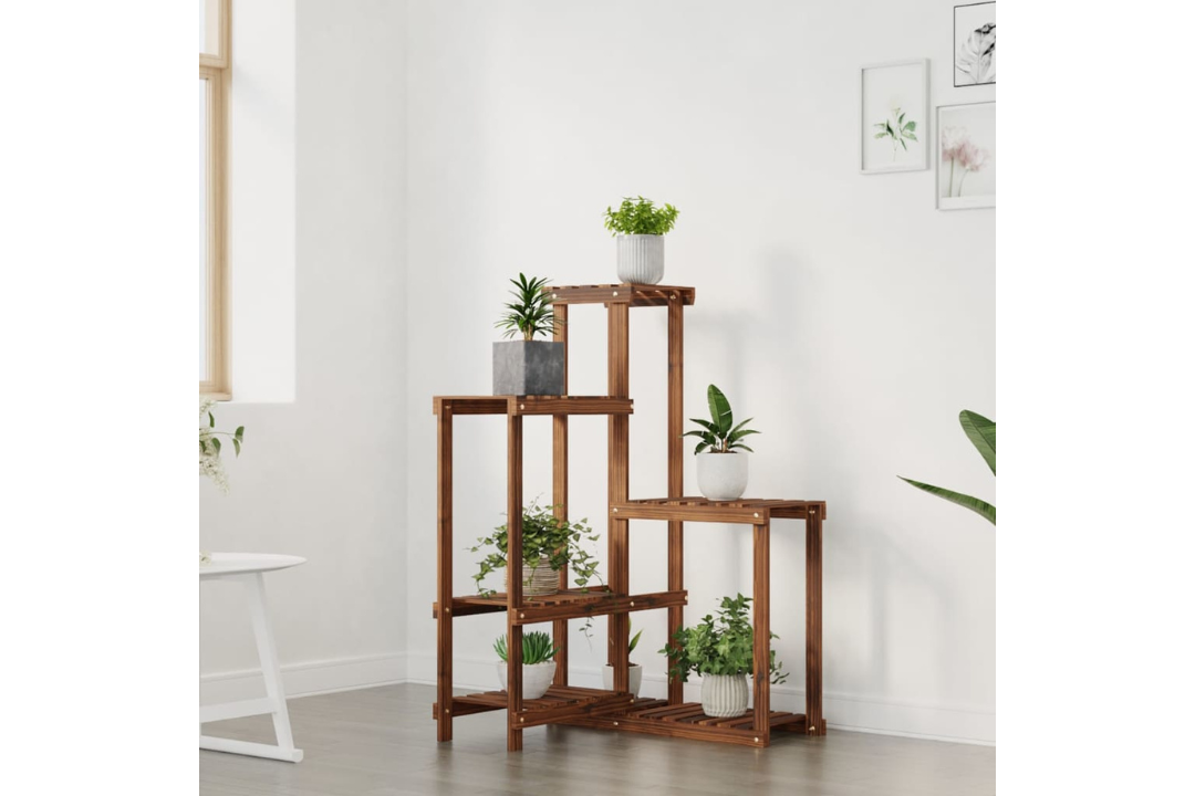Sturdy Solid Wood Fir Flower Stand 62.5 x 61.5 x 101.5 cm in Carbonized Brown