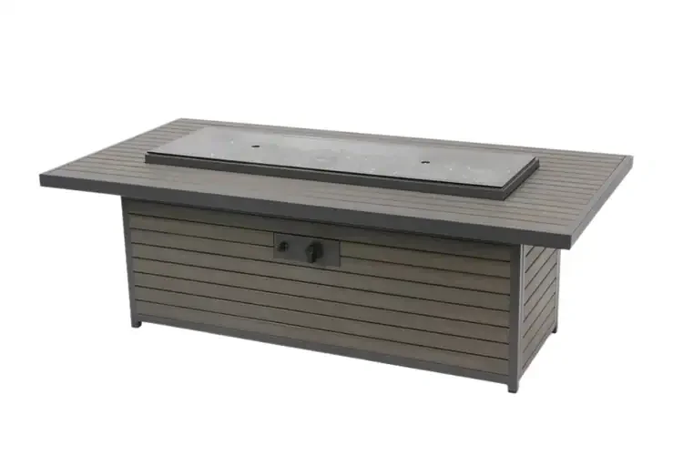 Kenwood and Brooks Taupe 61" Linear Chat Height Gas Fire Pit Table Cover Included