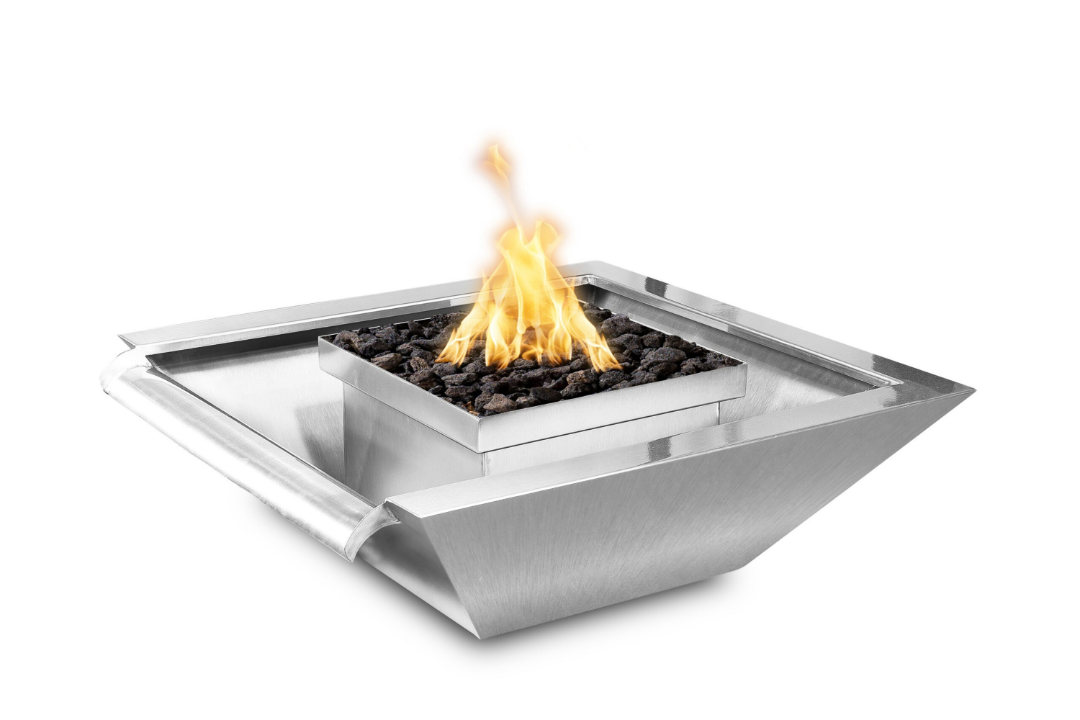 he Outdoor Plus 30" Maya Wide Gravity Spill Stainless Steel Fire & Water Bowl