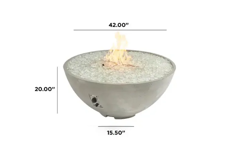 Cove Edge White 42" Round Gas Fire Pit Bowl Dimension