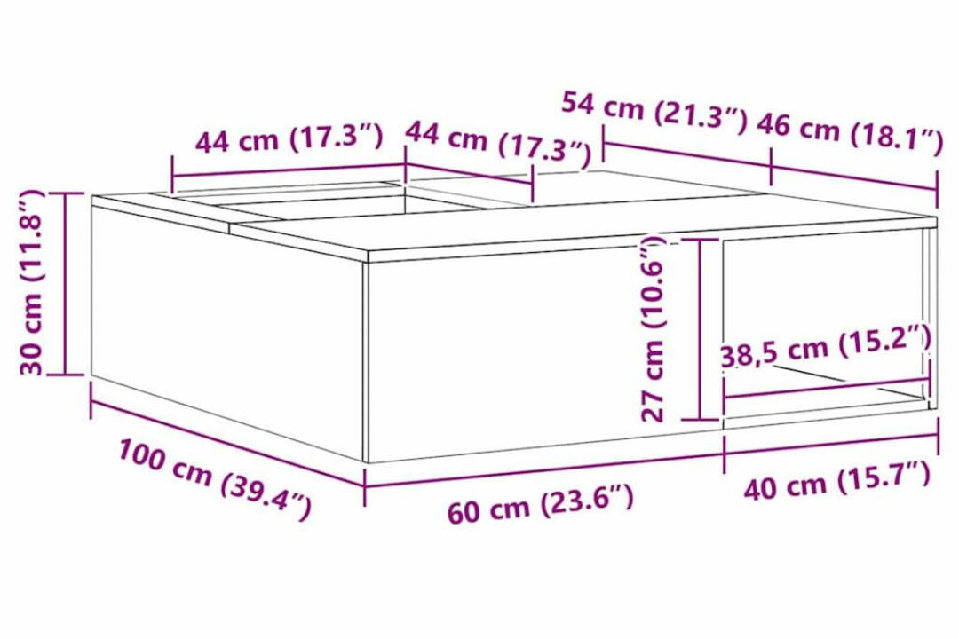 Fire Pit with Log Storage 100 x 100 x 30 cm in Rusty Brown Weathering Steel Specifications