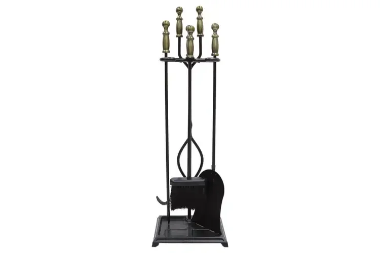 Westminster Fireplace Tool Set in Black and Brass – Made of Cast Iron 4-Piece Hearth Tool Kit
