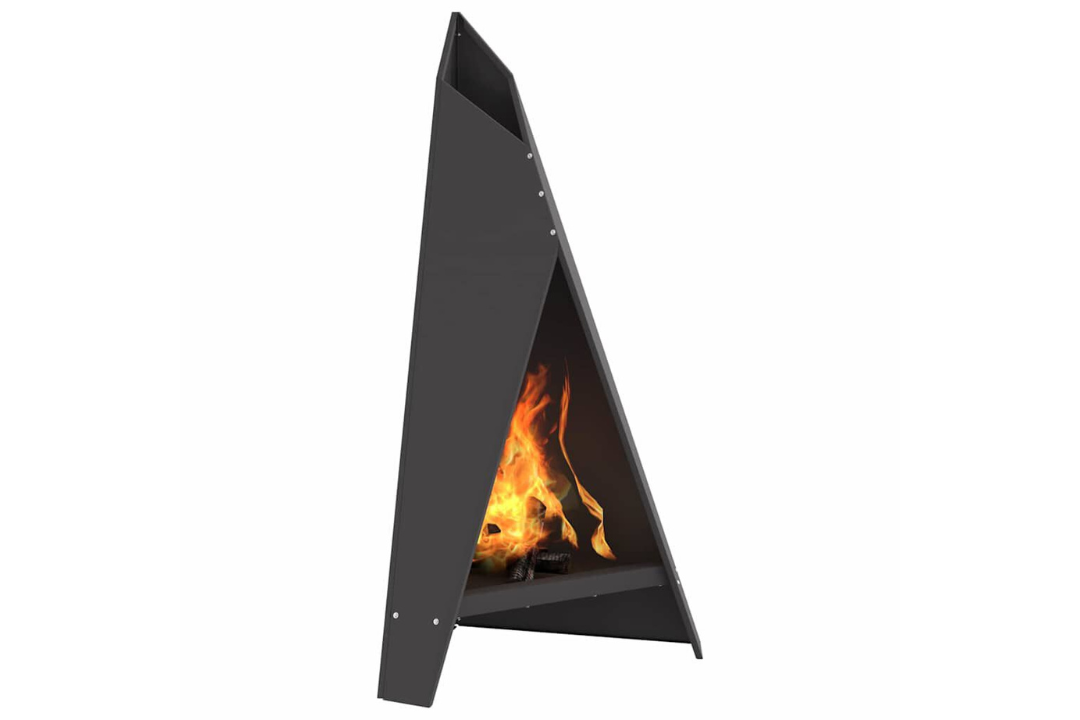 Fire Pit Pyramid 58 x 36 x 100 cm in Matte Black Cold-Rolled Steel