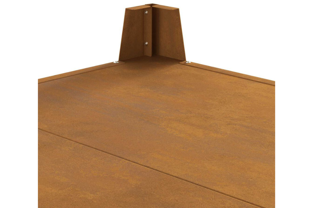 Minimalist Fire Pit Square 80 x 80 x 43 cm Steel in Rusty Brown Weathering Steel