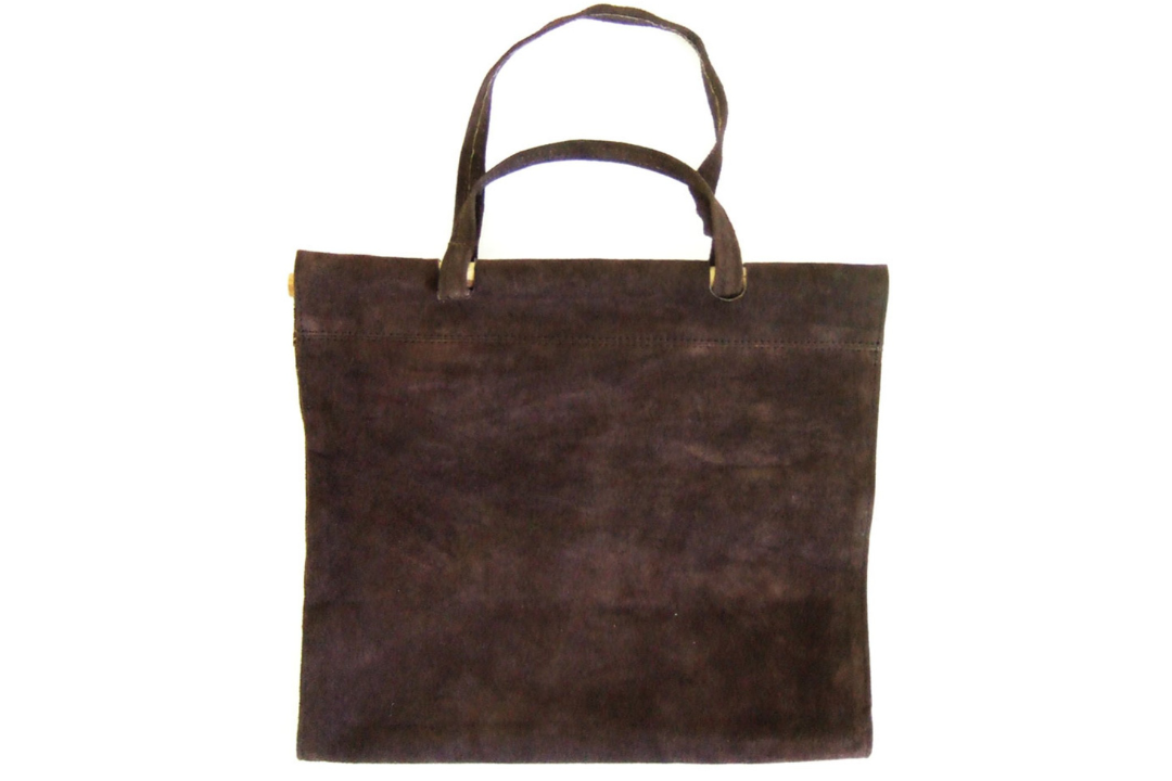 Suede Log Carrier – Dark Brown with Wooden Handles