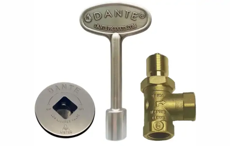 Pewter Floor Plate With Gas Valve Key And Angled Valve