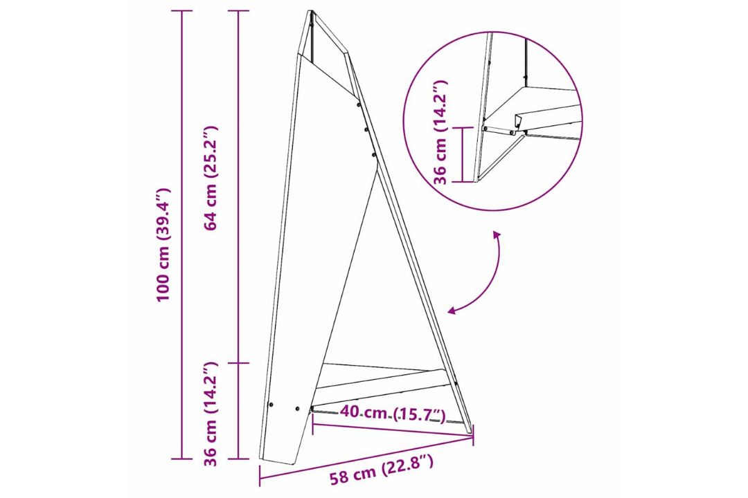Fire Pit Pyramid 58 x 36 x 100 cm in Black Cold-Rolled Steel Specifications