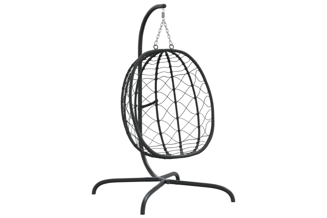 Comfortable Hanging Egg Chair with Cushion Anthracite Poly Rattan & Steel
