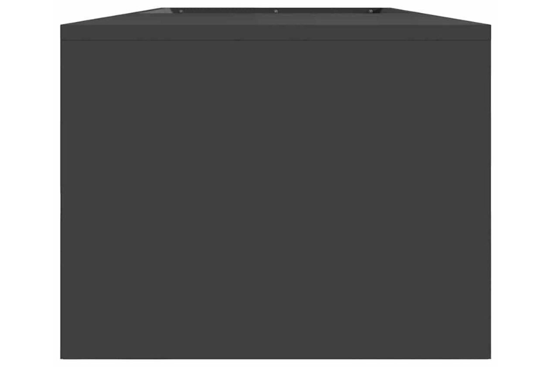 Fire Pit with Log Storage 160 x 45 x 35 cm in Black Powder-Coated Finish Cold-Rolled Steel