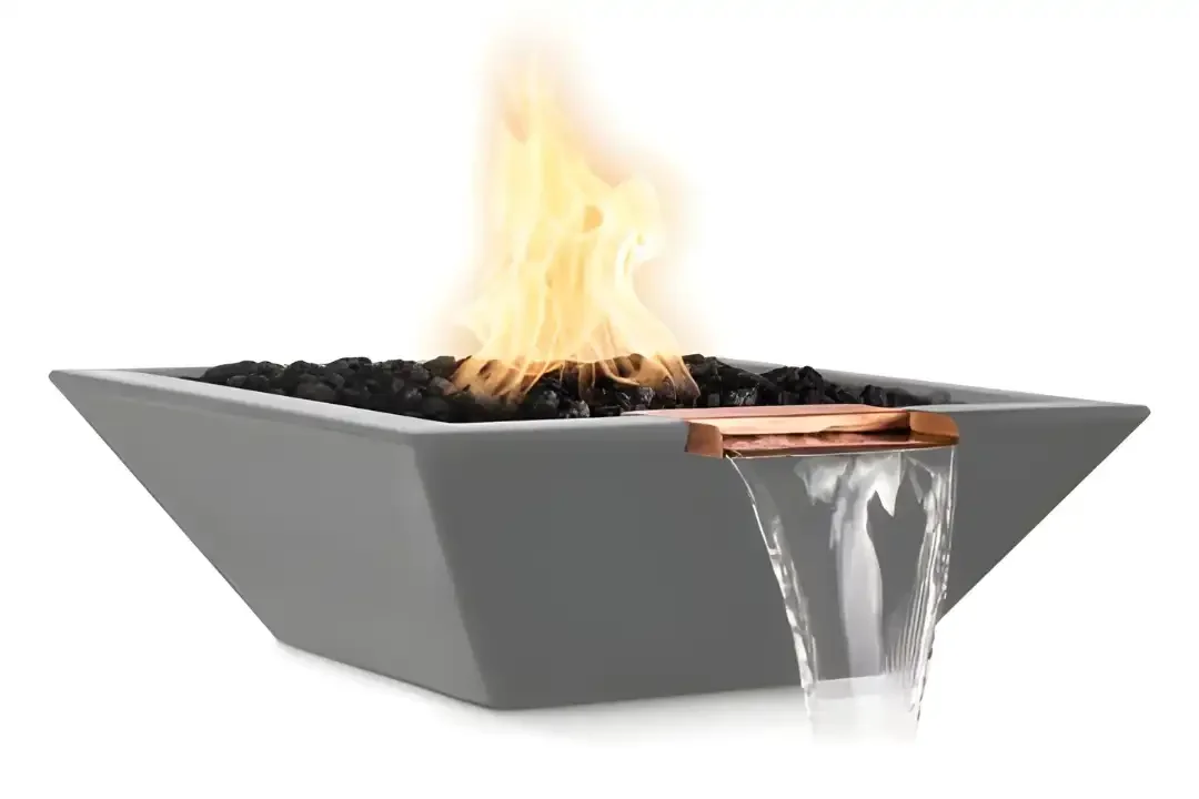 24" Maya Fire & Water Bowl GFRC Concrete - Natural Grey