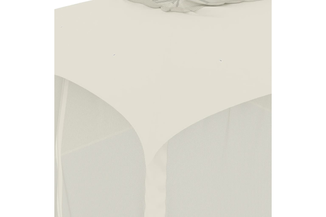 Gazebo with Double Roof & Mesh Walls Cream in 3.93 x 2.93 m with Powder-Coated Steel Frame and UV-Resistant Polyester