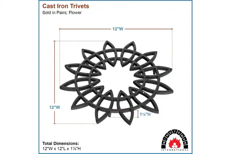 Flower Wrought Iron Trivets – Rust-Resistant Cast Iron Plant Stands in 8 Inches Specifications