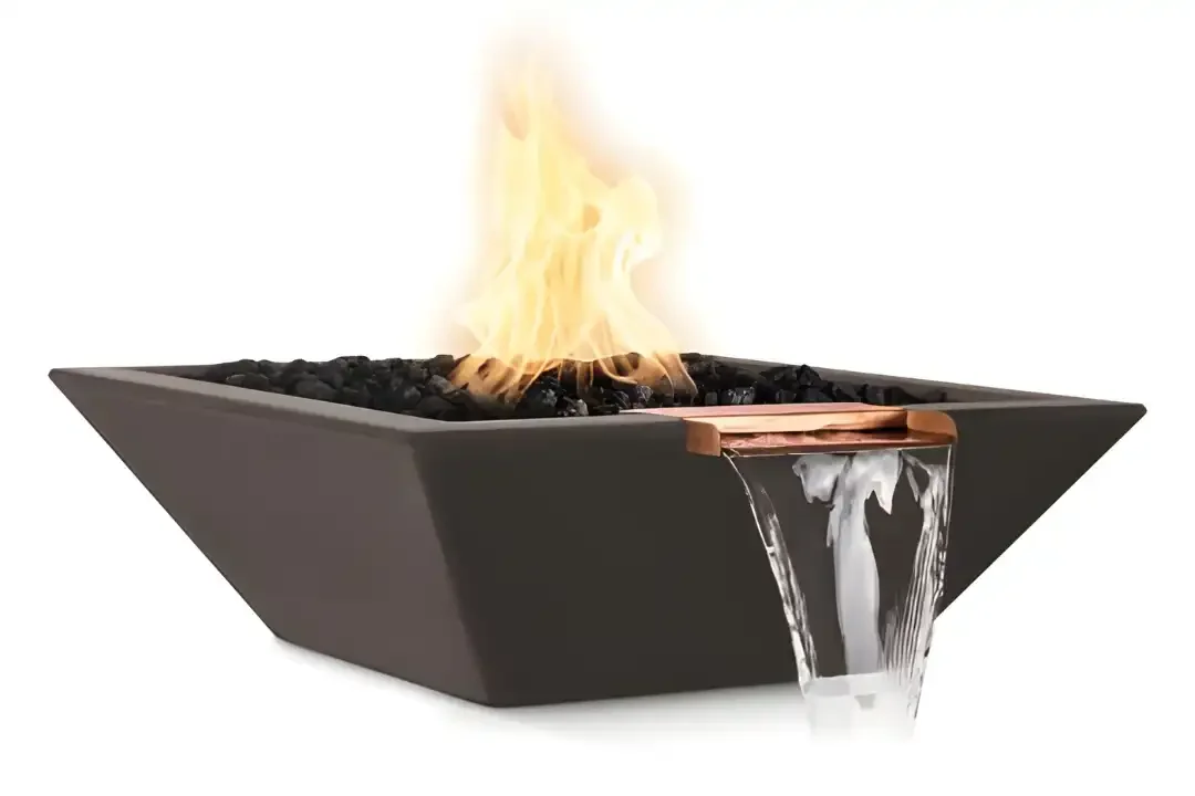 24" Maya Fire & Water Bowl GFRC Concrete - Chocolate