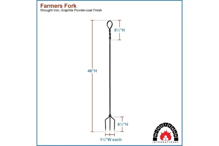 Farmer’s Fork – 46" Wrought Iron Fireplace Tool with Graphite Finish Specifications