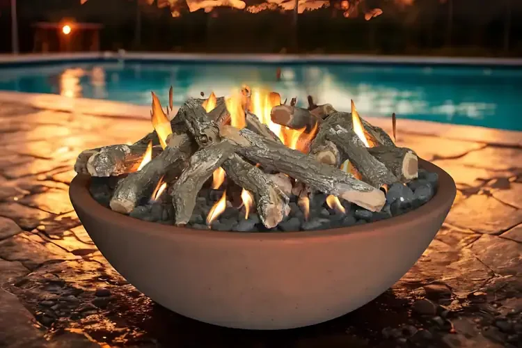 Grand Canyon Rust 48" x 16" Concrete Gas Fire Bowl with Burner