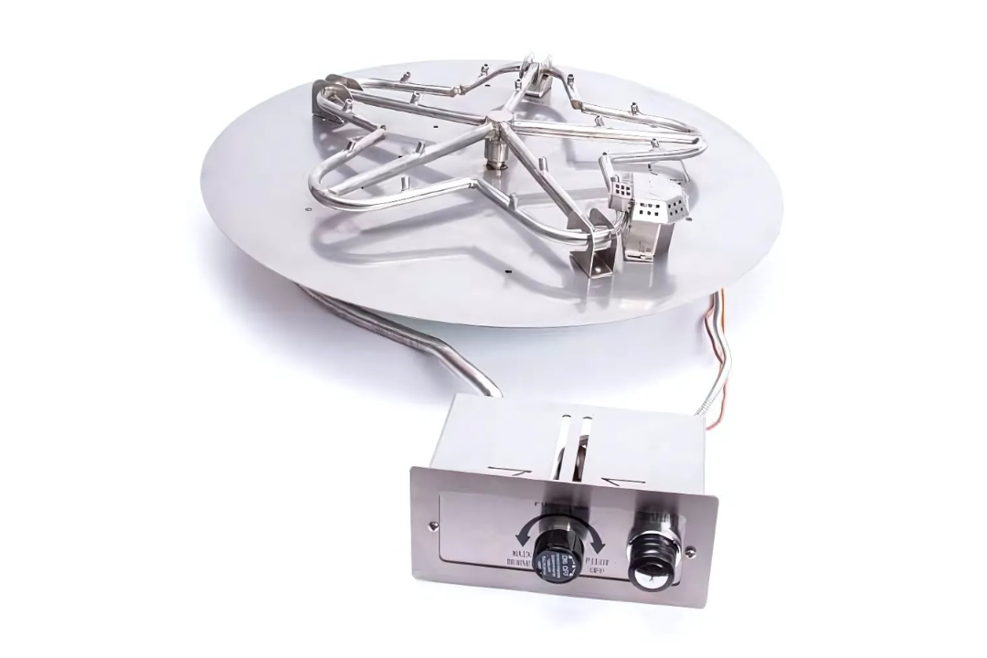 HPC Round Flat Fire Pit Insert Push Button Ignition Torpedo Burner