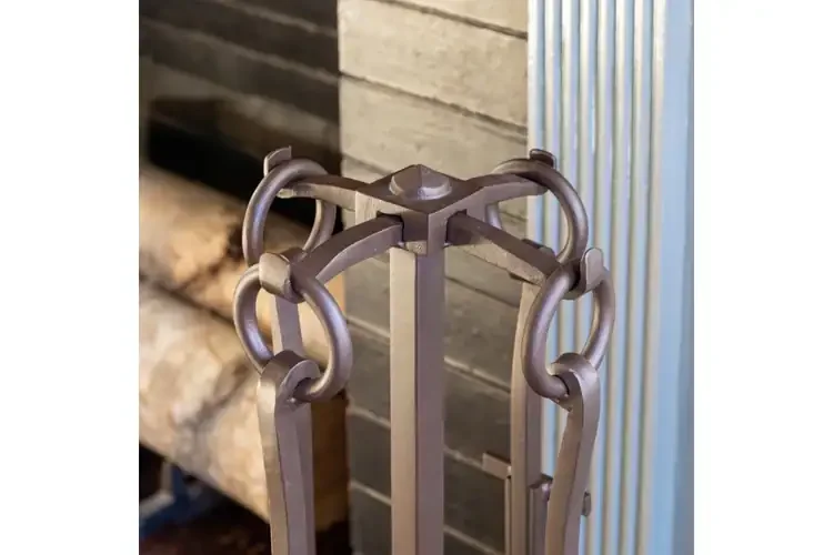 English Country Fireplace Tool Set in Roman Bronze Powder Coated Finish