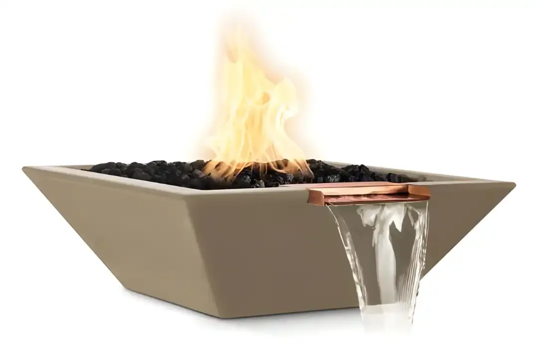 30" Maya Fire & Water Bowl GFRC Concrete - Brown
