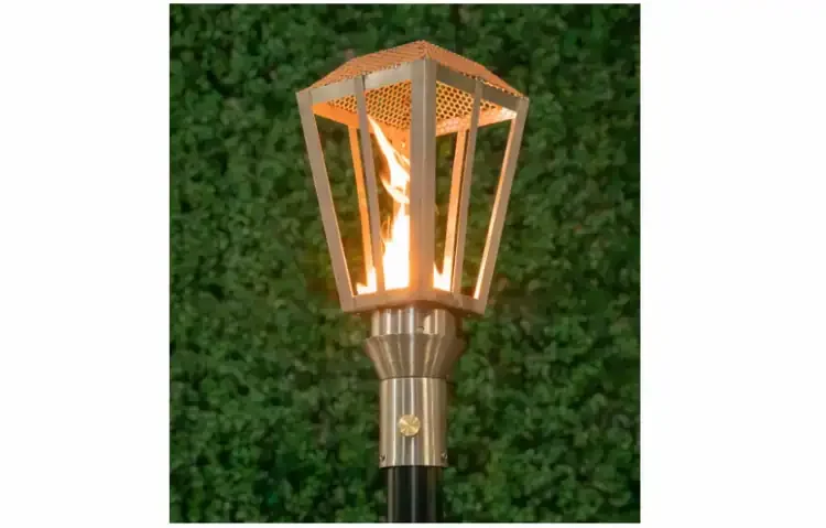Lantern Stainless Steel Gas Tiki Torch Head Lit