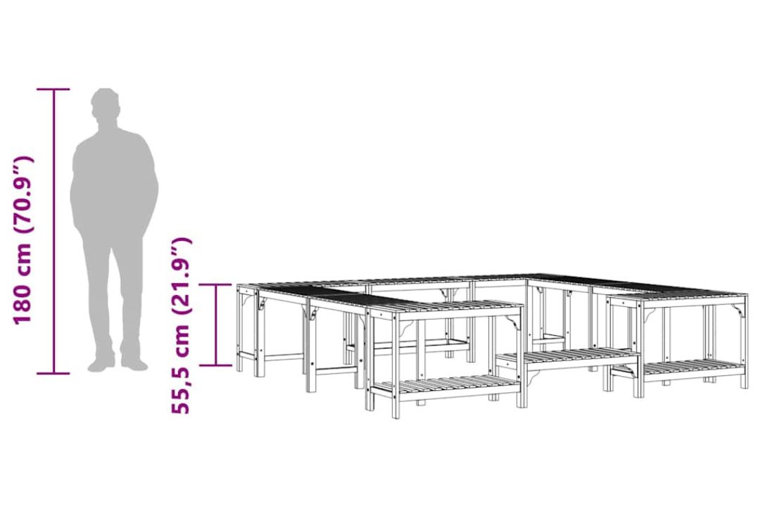 Hot Tub Surround – Square Build from Solid Acacia Wood in 230 x 230 x 55.5 cm Height Comparison
