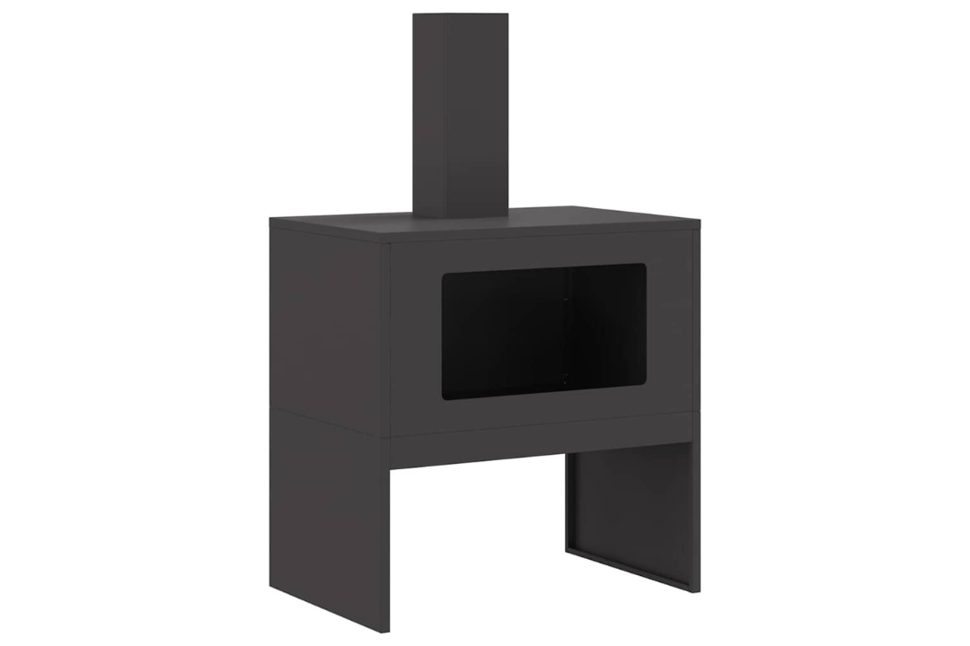 Fire Pit with Chimney 60 x 40 x 96 cm in Black