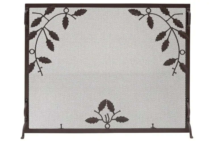 Weston Flat Fireplace Screens – Hand-Forged Decorative Hearth Guard Made from Wrought Iron in Roman Bronze 38” X 30”