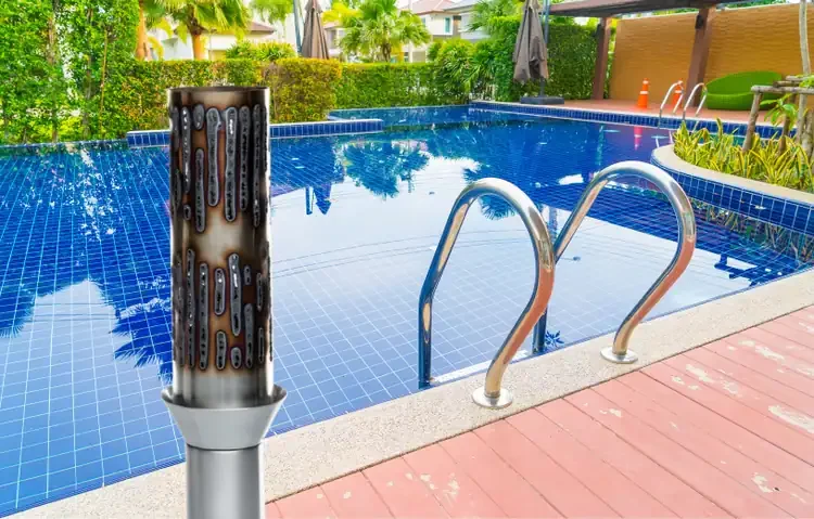 Bamboo Forest Electronic Ignition Gas Tiki Torch Pool Setting