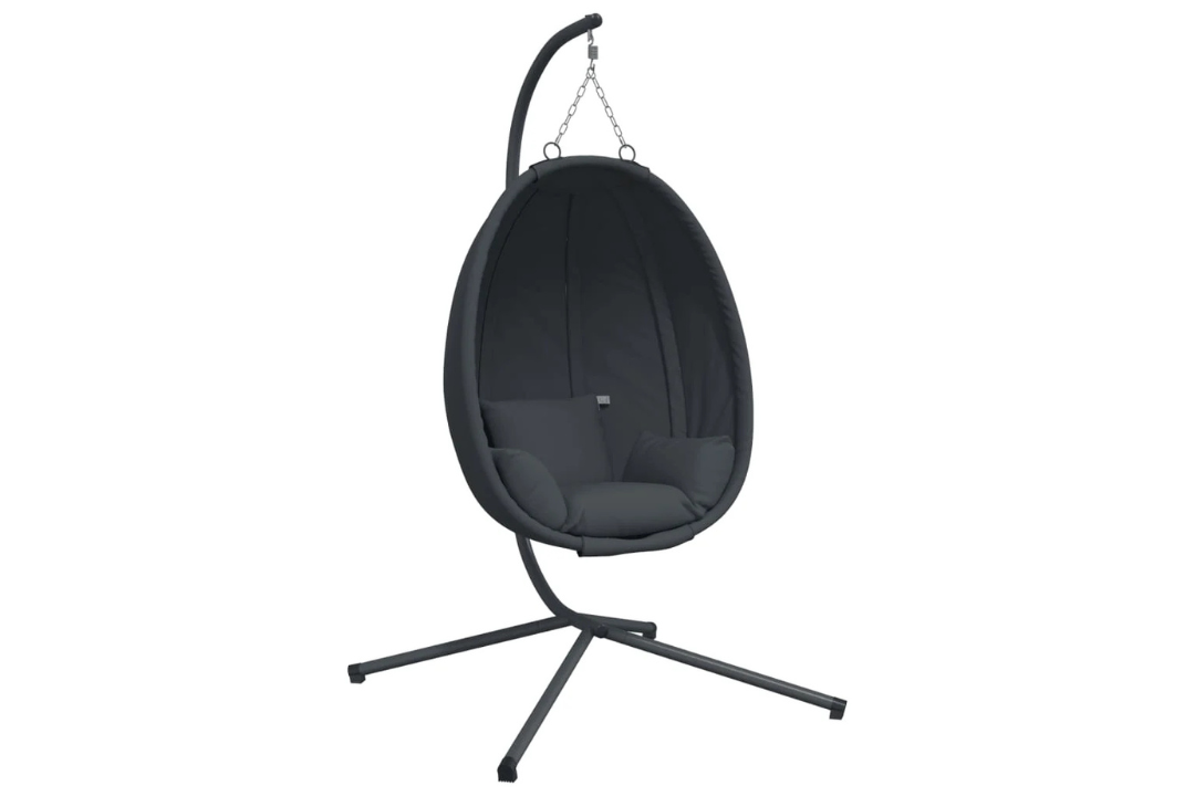 Hanging Egg Chair with Stand Anthracite Durable Steel & Fabric Cushions