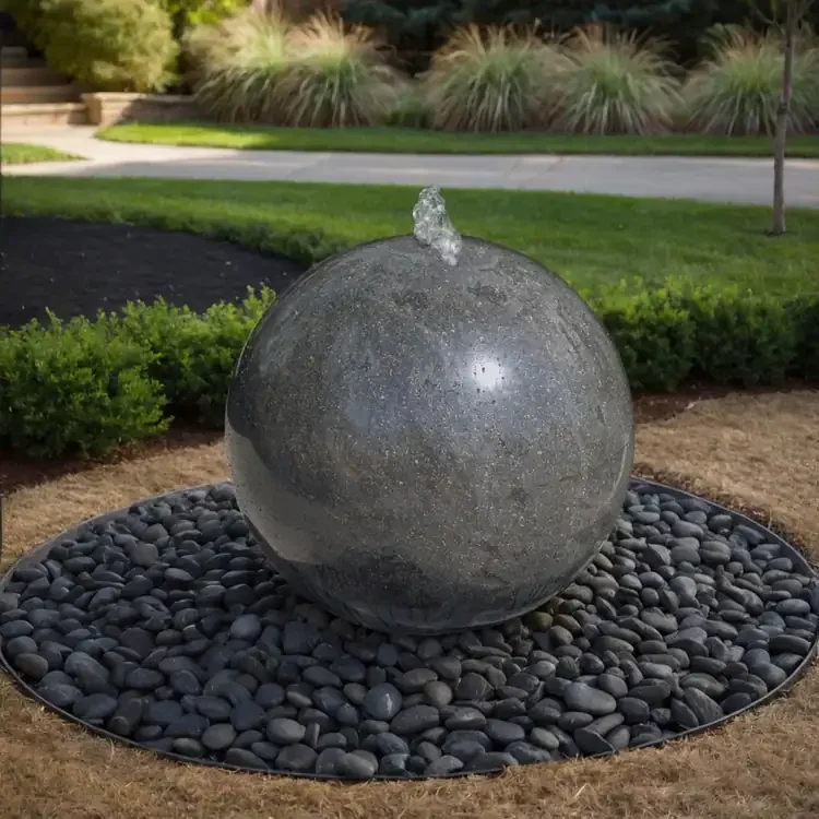 30" Black Granite Sphere Fountain