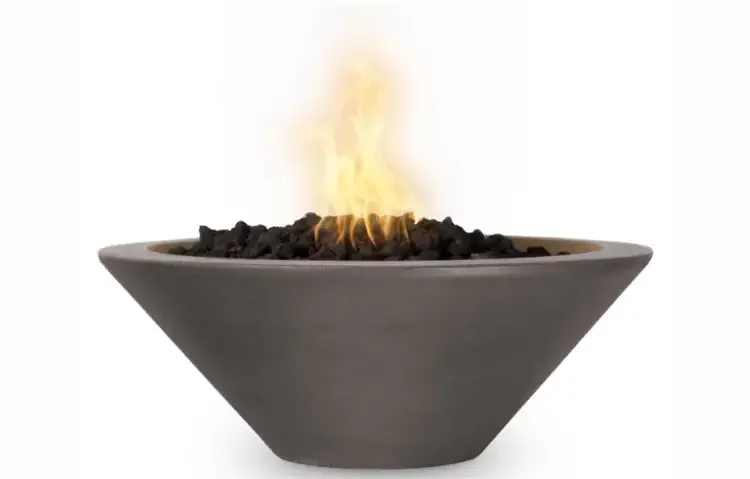 The Outdoor Plus 31-Inch Cazo Gas Fire Bowl – Durable GFRC Concrete Design