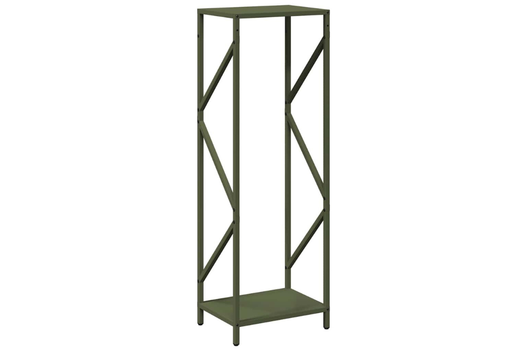 Earthy Firewood Rack 34 x 25 x 100 cm in Olive Green Made of Cold-Rolled Steel