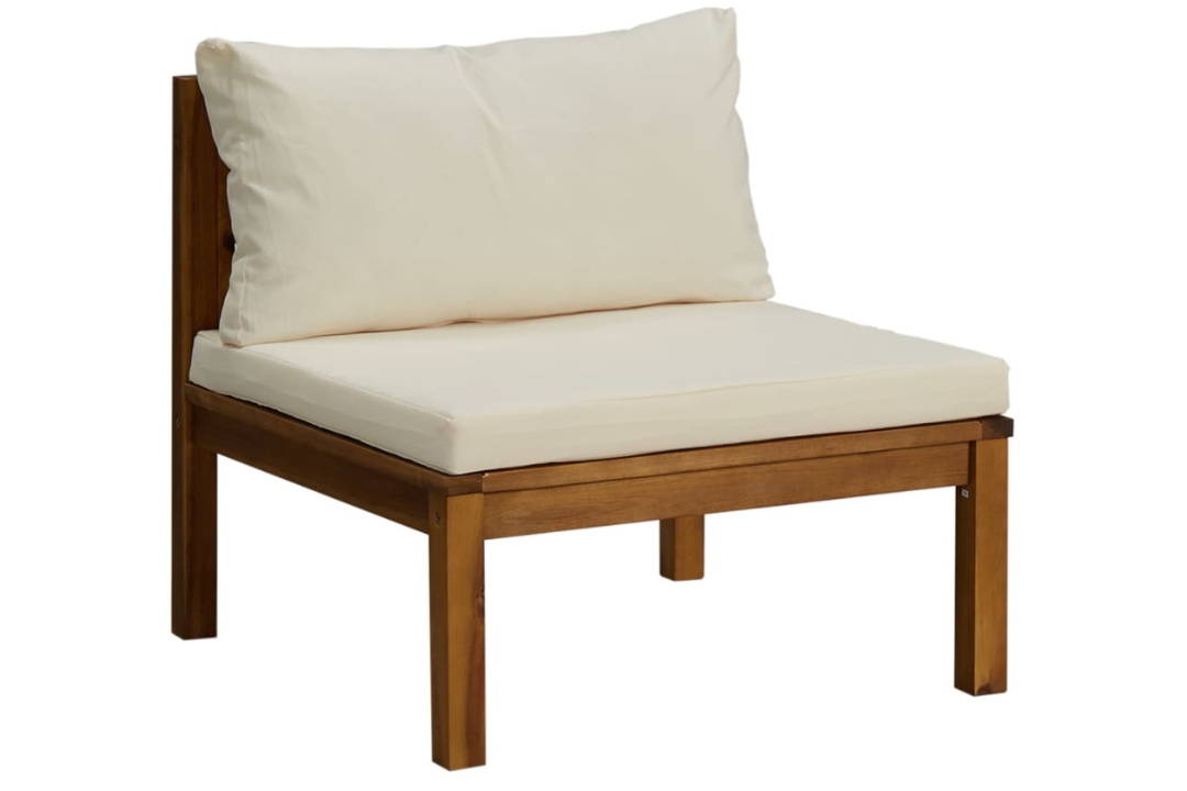 10 Piece Garden Lounge Set with Cream Cushion Solid Acacia Wood Middle Sofa
