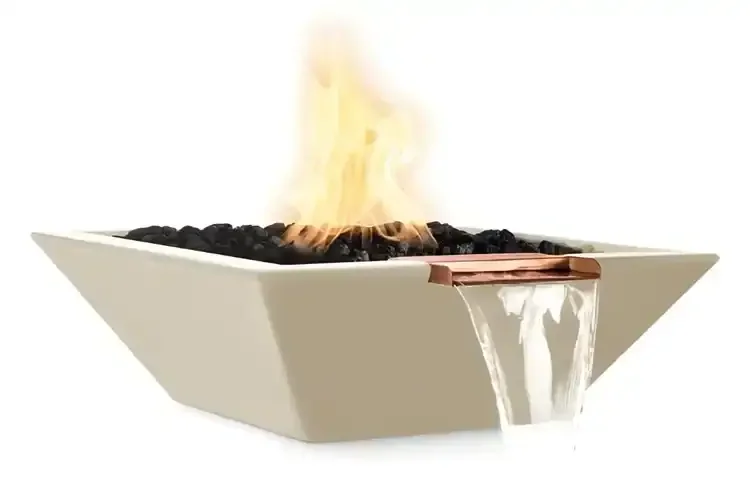 30" Maya Fire & Water Bowl GFRC Concrete - Vanilla