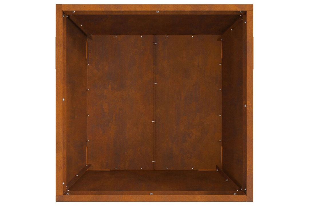 High-Quality Square Fire Pit 50 x 50 x 38 cm in Rusty Brown Weathering Steel