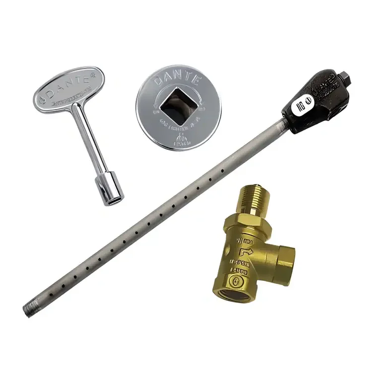 17" Log Lighter Combo Pack  With Angled Ball Valve And 3 ” Chrome Key & Floor Plate