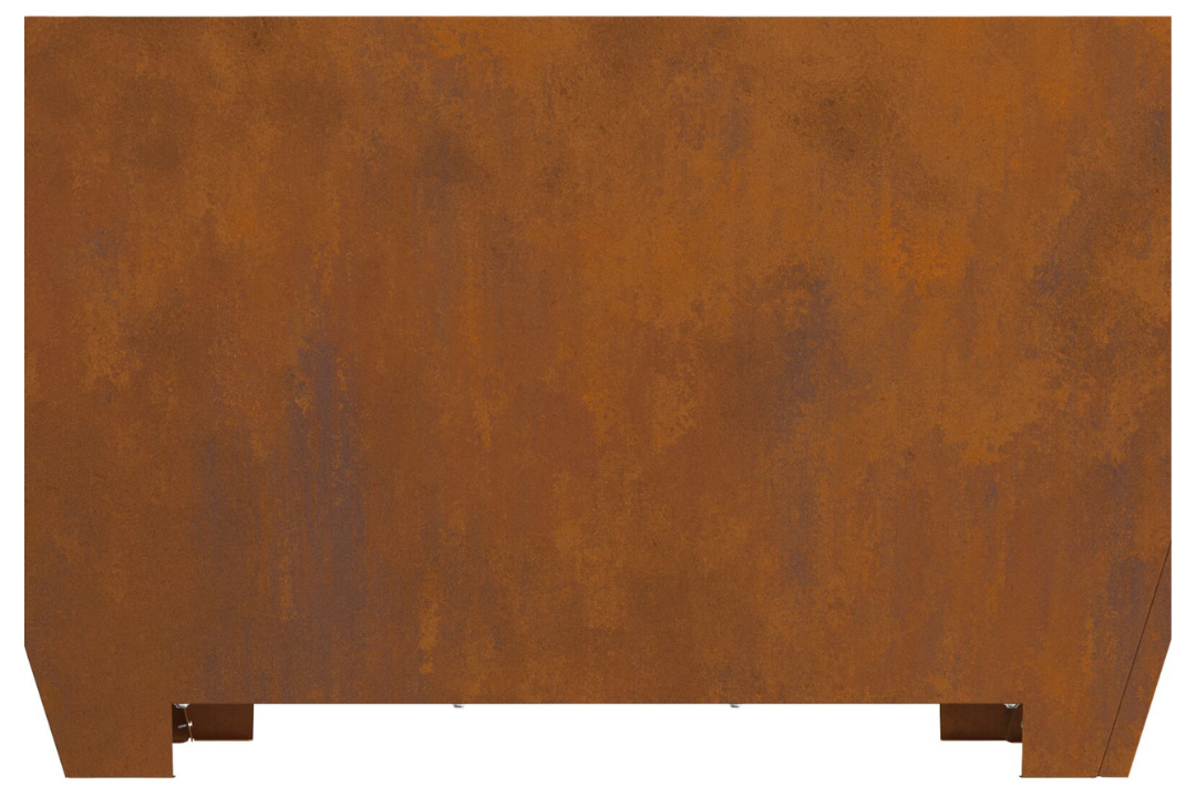 Polished Fire Pit Square 80 x 80 x 40 cm in Rusty Brown Weathering Steel