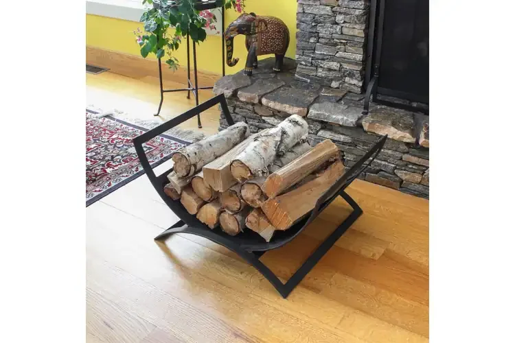 Metropolis Log Basket – Modern Black Made from Wrought Iron
